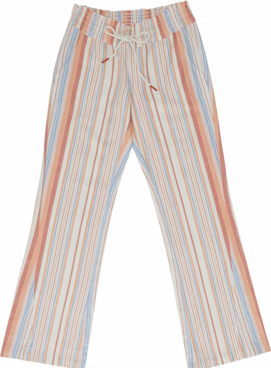 Pants Roxy | Roxy Women'S Oceanside Yarn Dye Pants For Women Snow White Stripe