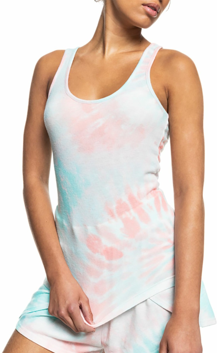 Shirts Roxy | Roxy Women'S Current Mood Tank Top For Women Peach Tie Dye