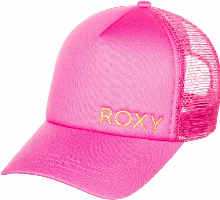 Hats Roxy | Roxy Women'S Finish Line Trucker Hat For Women Pink Guava