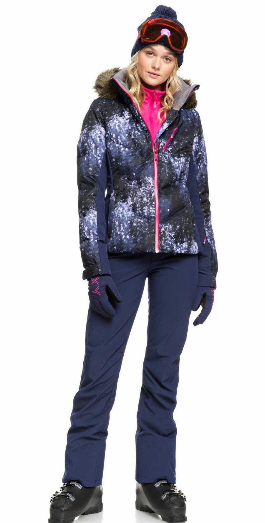 Jackets Roxy | Roxy Women'S Plus Size Snowstorm Snow Jacket For Women Medieval Blue Sparkles