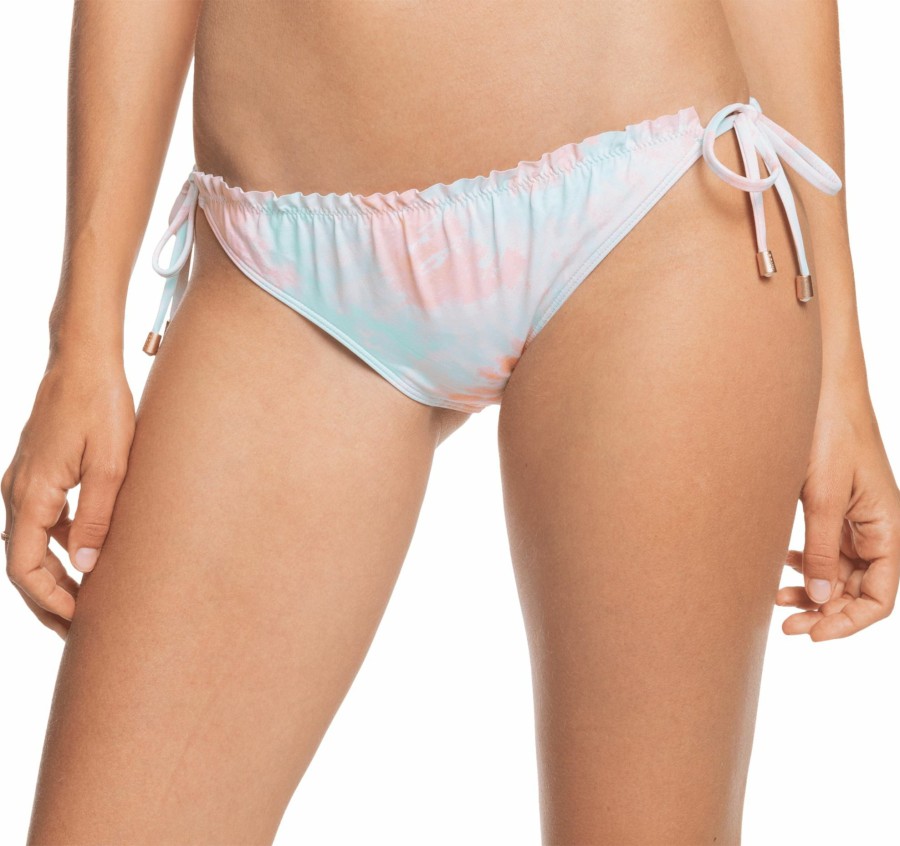 Swimsuits Roxy | Roxy Women'S Nautilus Side Tie Moderate Bikini Bottoms For Women Peach Tie Dye