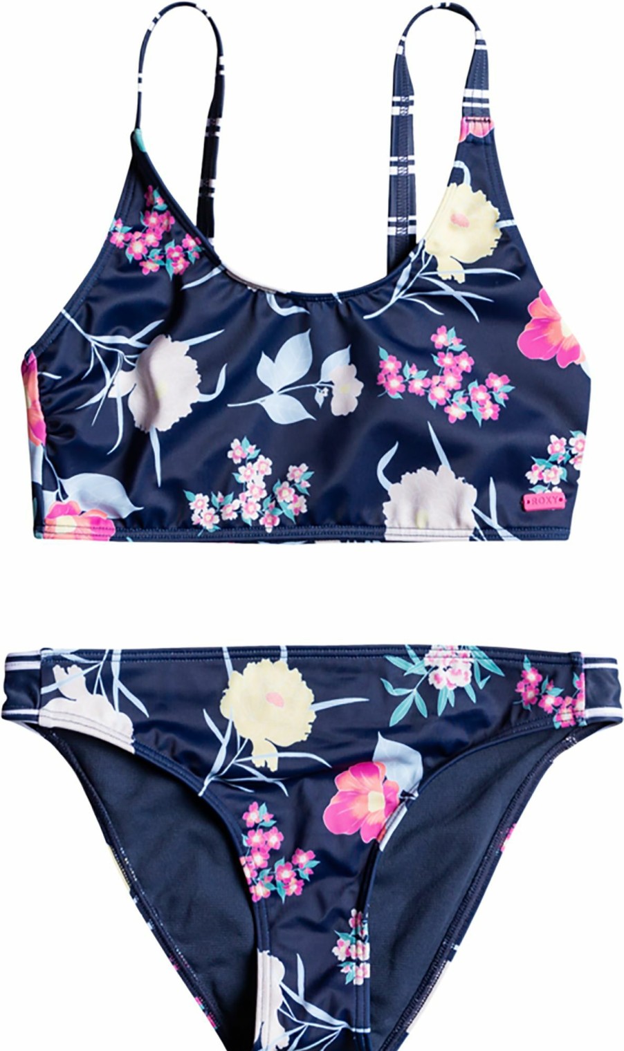 Swimsuits Roxy | Roxy Girls' Flower Addict Crop Top Swim Set For Girls' Mood Indigo