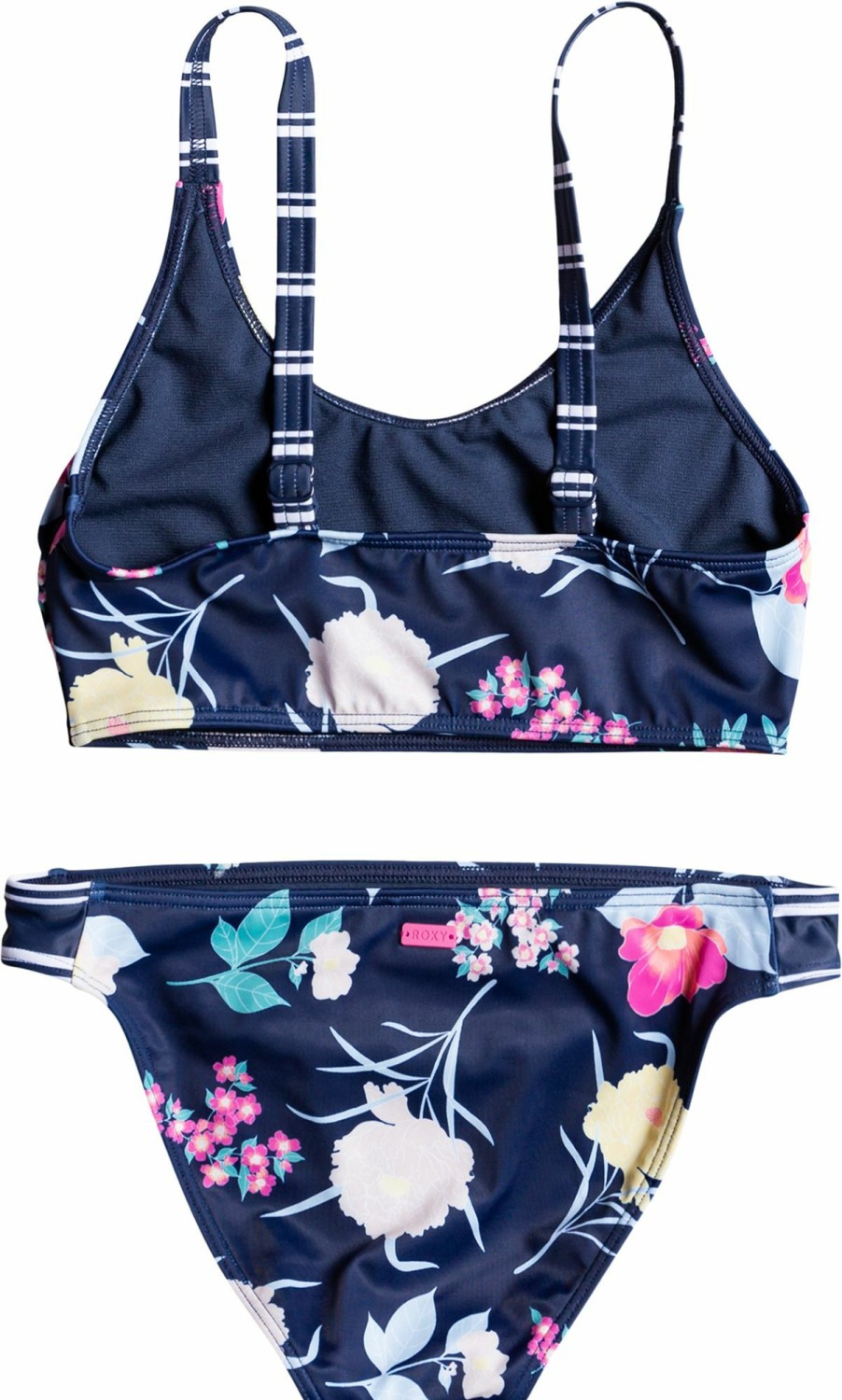 Swimsuits Roxy | Roxy Girls' Flower Addict Crop Top Swim Set For Girls' Mood Indigo