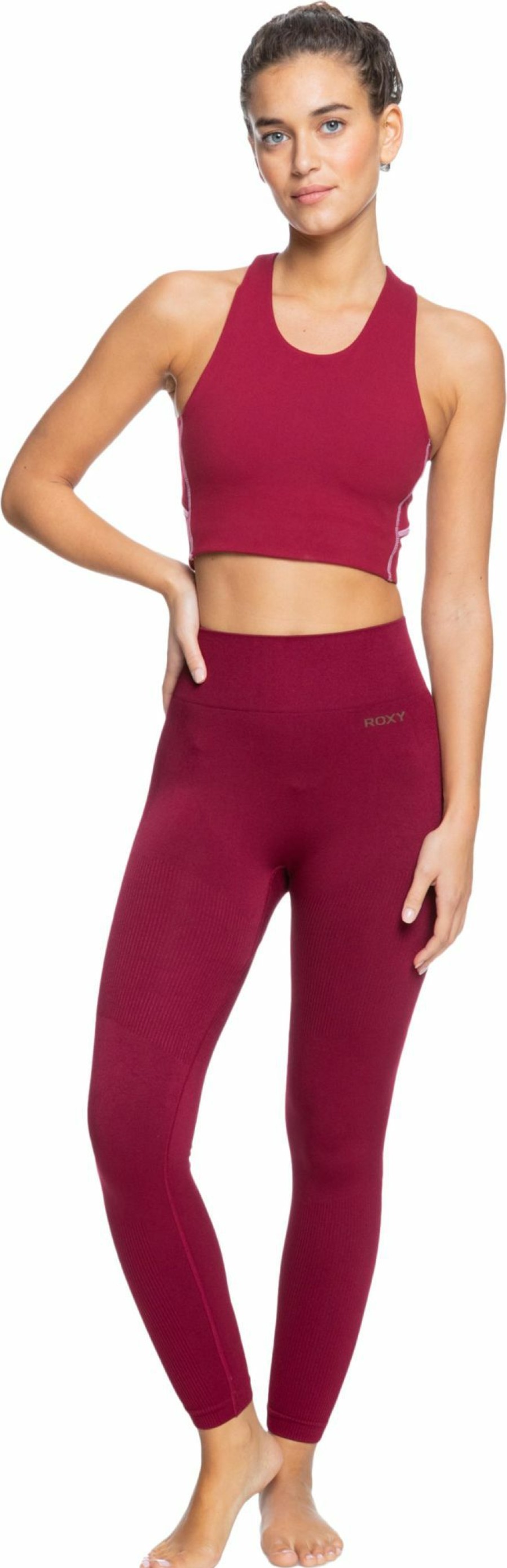 Pants Roxy | Roxy Women'S Bakc Of My Mind Workout Leggings For Women Tibetan Red