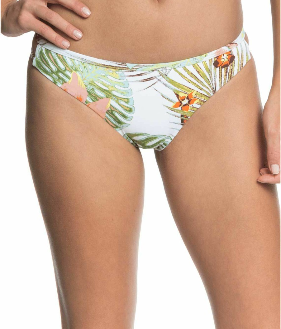 Swimsuits Roxy | Roxy Women'S Pt Beach Classics New Full Bikini Bottoms For Women Bright White Herbier