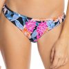 Swimsuits Roxy | Roxy Women'S Tropical Oasis Smocked Bikini Bottom For Women Anthracite Combo