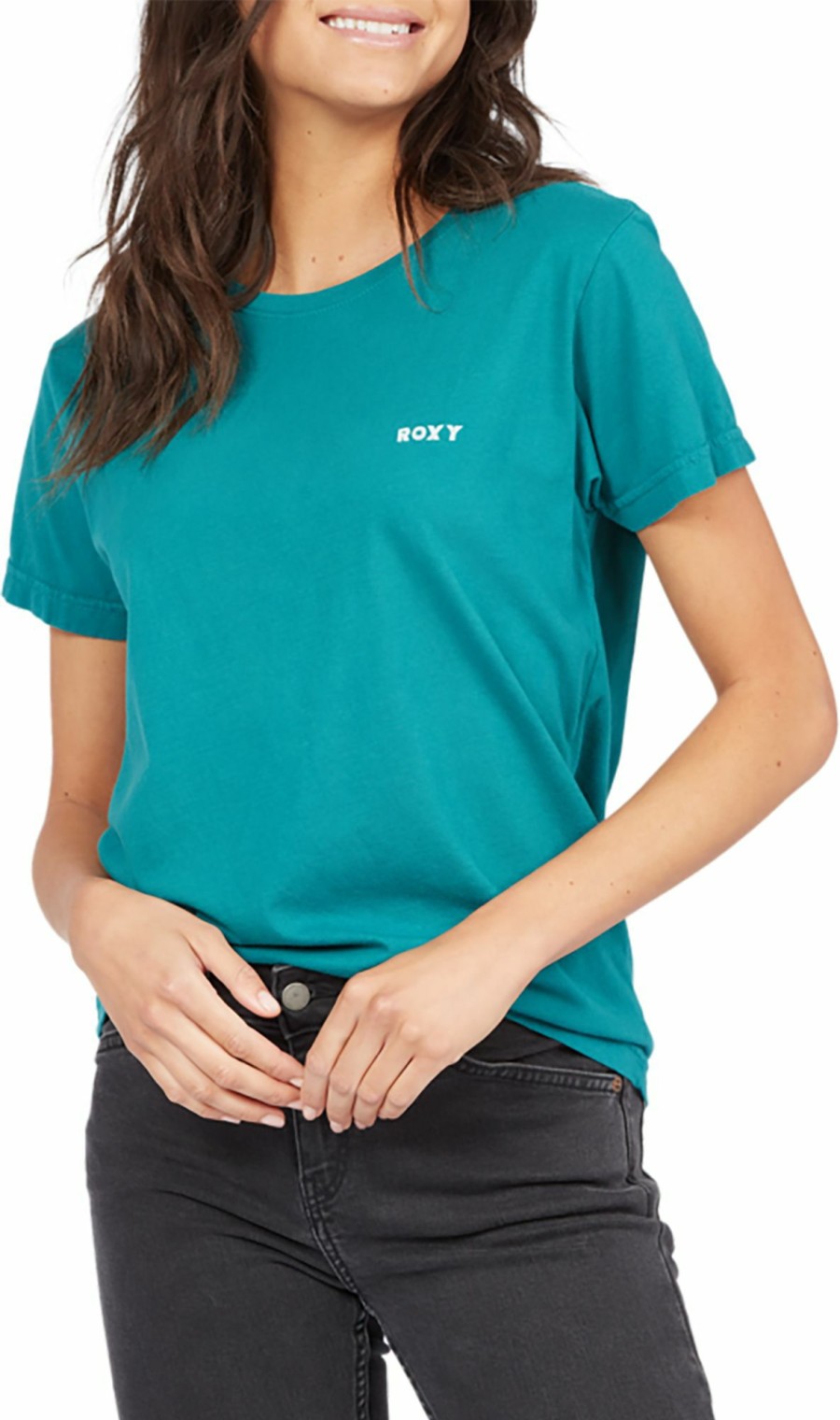 Shirts Roxy | Roxy Women'S Deep Sea Short Sleeve T-Shirt For Women Teal Green