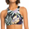 Swimsuits Roxy | Roxy Women'S Active Printed Swim Crop Top For Women True Black Fasso