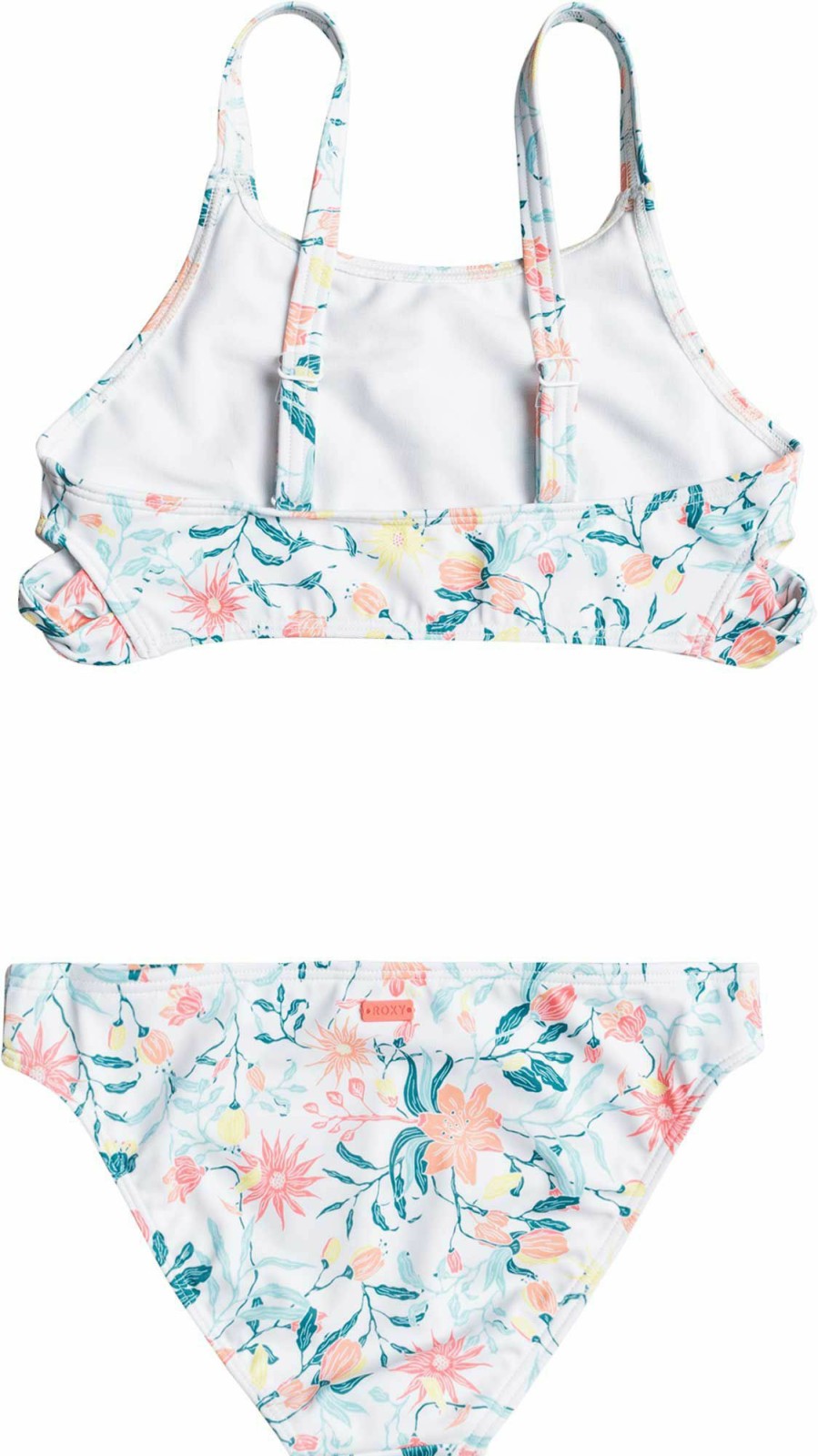 Swimsuits Roxy | Roxy Girls' Color Garden Crop Swimsuit Set For Girls' Bright White