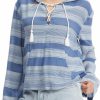 Sweatshirts Roxy | Roxy Women'S Head On Over Poncho Hoodie For Women Bijou Blue Horizon Stripe