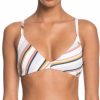 Swimsuits Roxy | Roxy Women'S Printed Beach Classic Fixed Triangle Bikini Top For Women Bright White