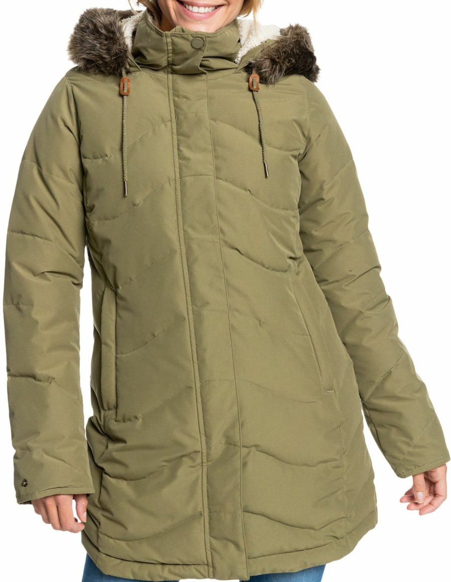 Jackets Roxy | Roxy Women'S Ellie Waterproof Jacket For Women Burnt Olive