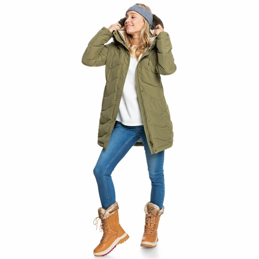 Jackets Roxy | Roxy Women'S Ellie Waterproof Jacket For Women Burnt Olive