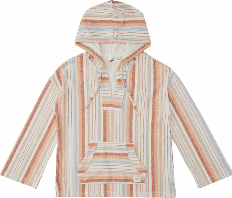 Shirts Roxy | Roxy Women'S Waves & Rays Stripe Pullover Hoodie For Women Snow White Stripe