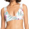 Swimsuits Roxy | Roxy Women'S Beach Classics Elongated Triangle Bikini Top For Women White Floral