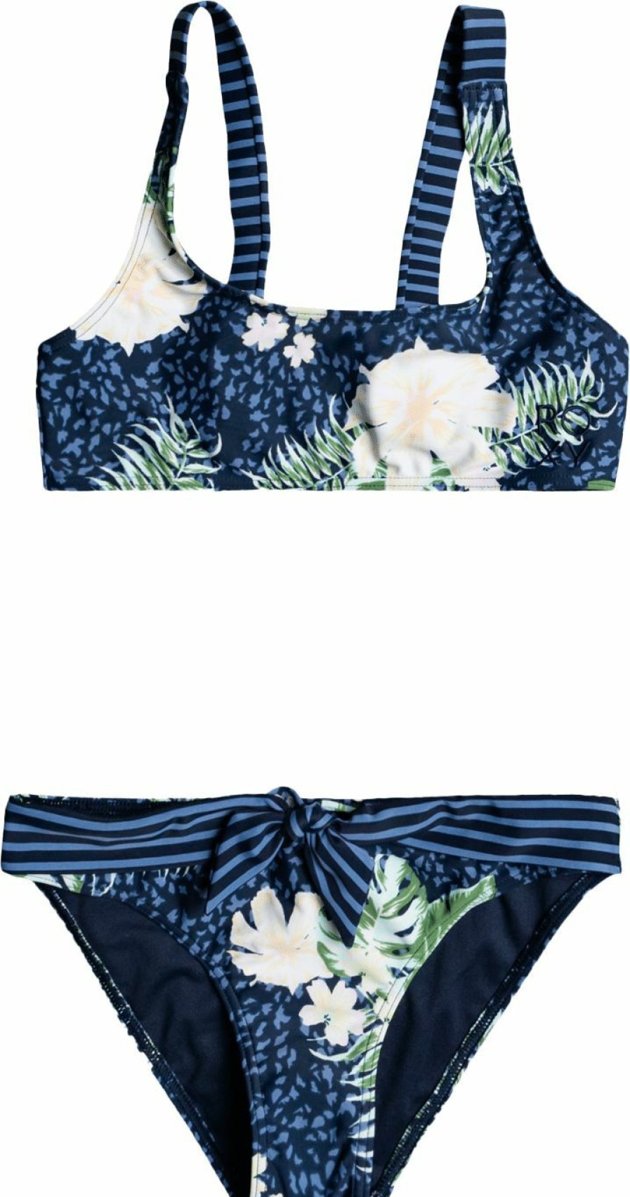 Swimsuits Roxy | Roxy Girls' Heaven Wave Bralette Bikini For Girls' Mood Indigo Animalia