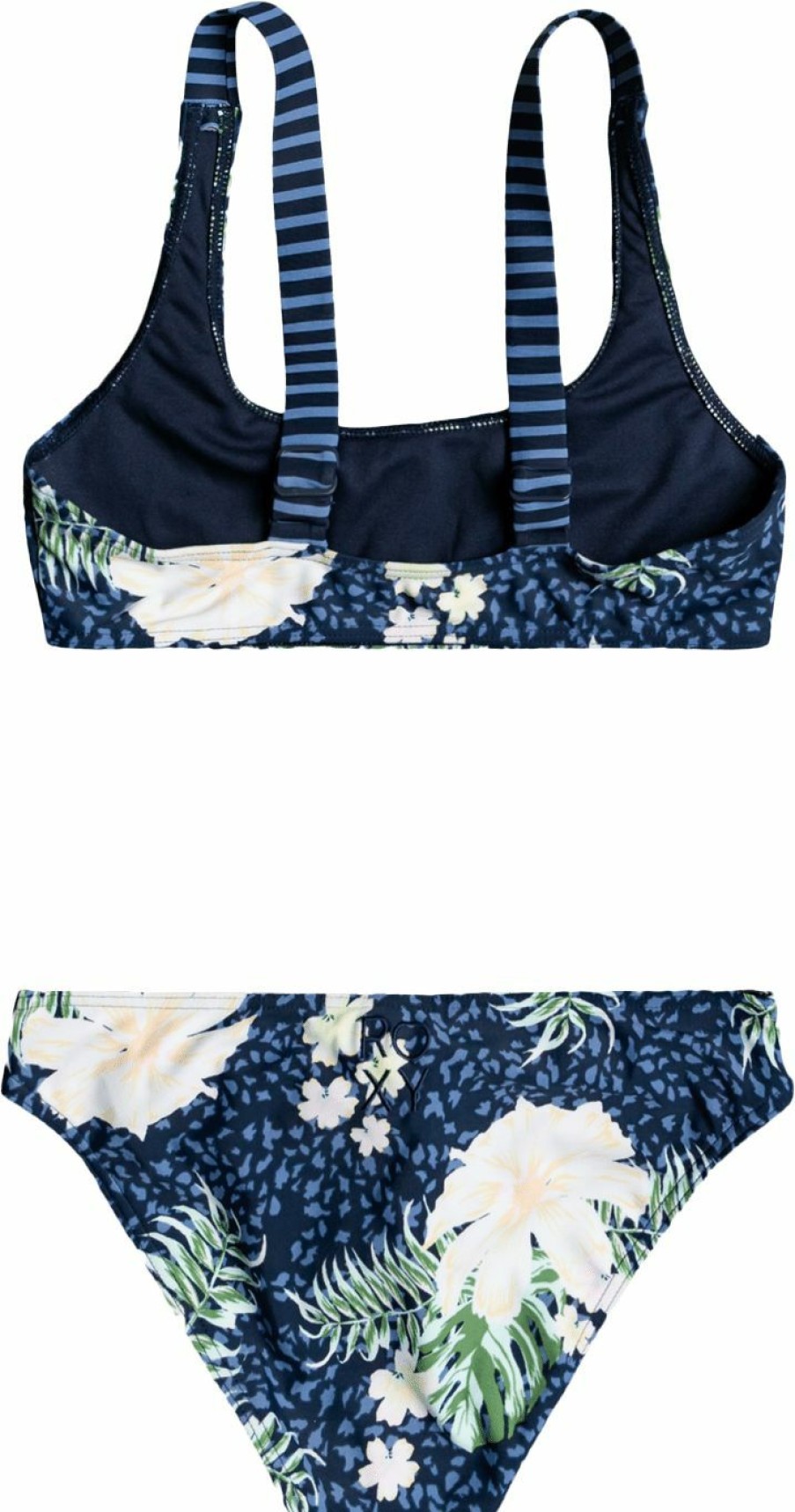 Swimsuits Roxy | Roxy Girls' Heaven Wave Bralette Bikini For Girls' Mood Indigo Animalia