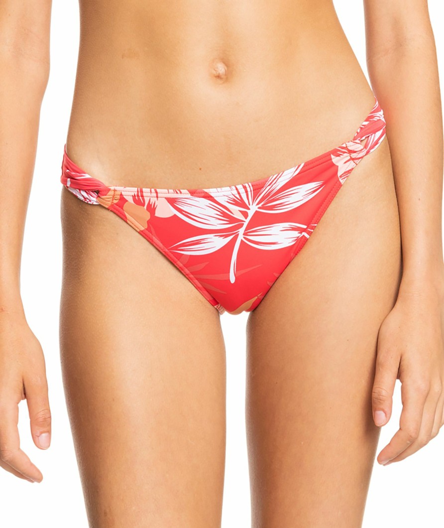 Swimsuits Roxy | Roxy Women'S Seaside Tropics Moderate Bikini Bottoms For Women Hibiscus Seaside Tropics