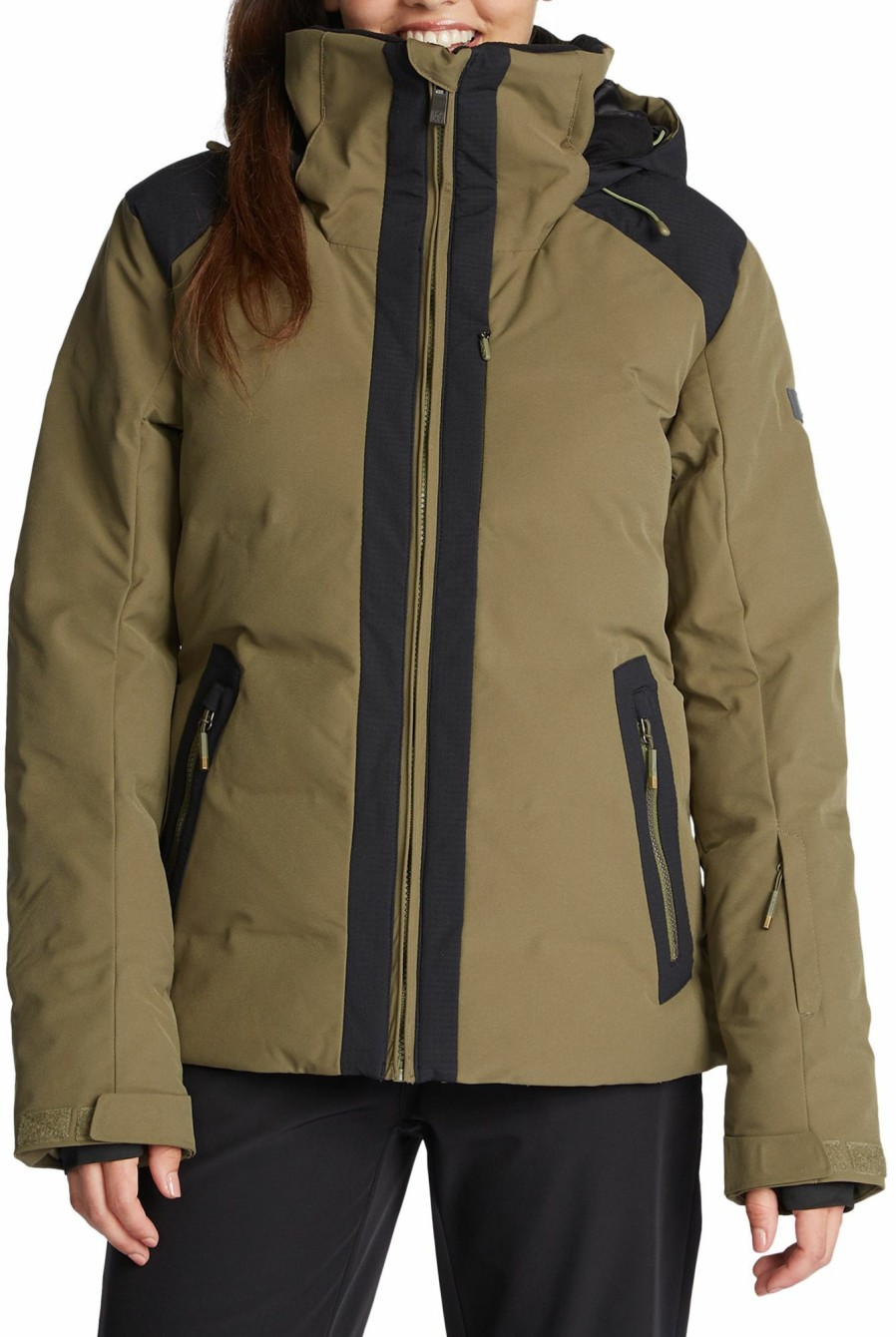 Jackets Roxy | Roxy Women'S Clouded Snow Jacket For Women Burnt Olive