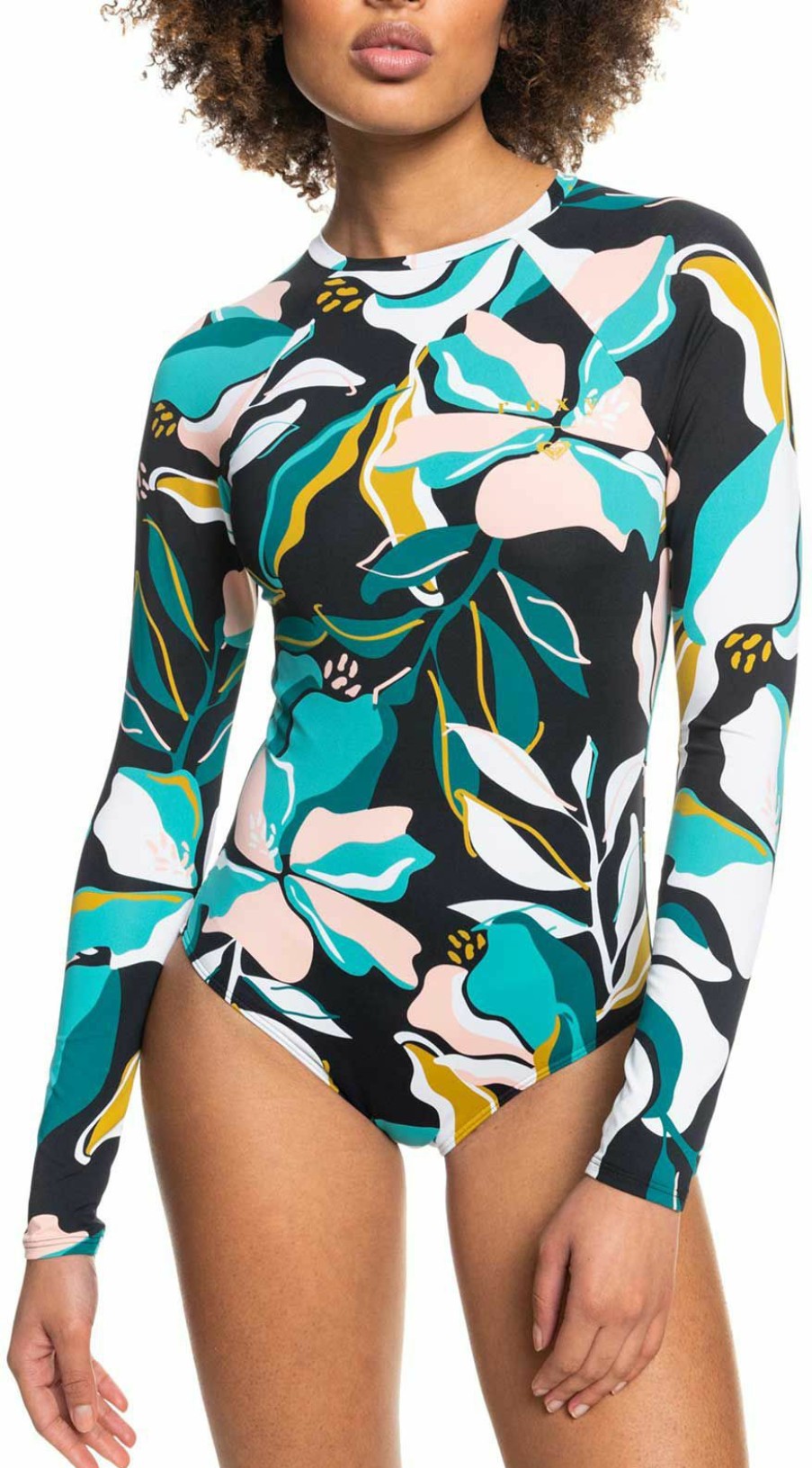 Rashguards Roxy | Roxy Women'S Printed Beach Classics Long Sleeve Rashguard For Women Anthracite