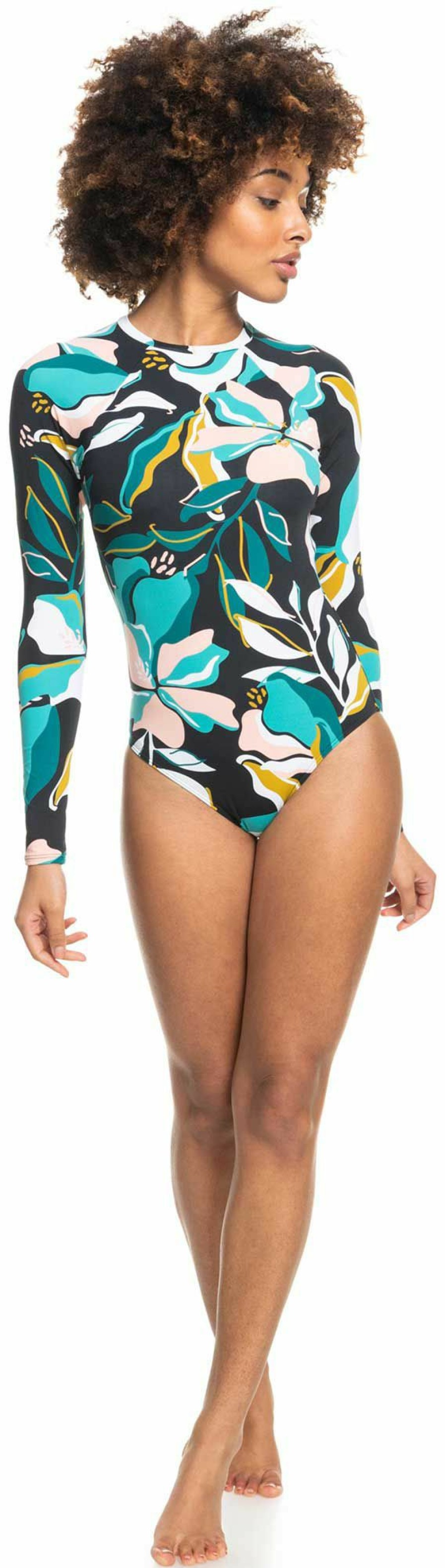 Rashguards Roxy | Roxy Women'S Printed Beach Classics Long Sleeve Rashguard For Women Anthracite