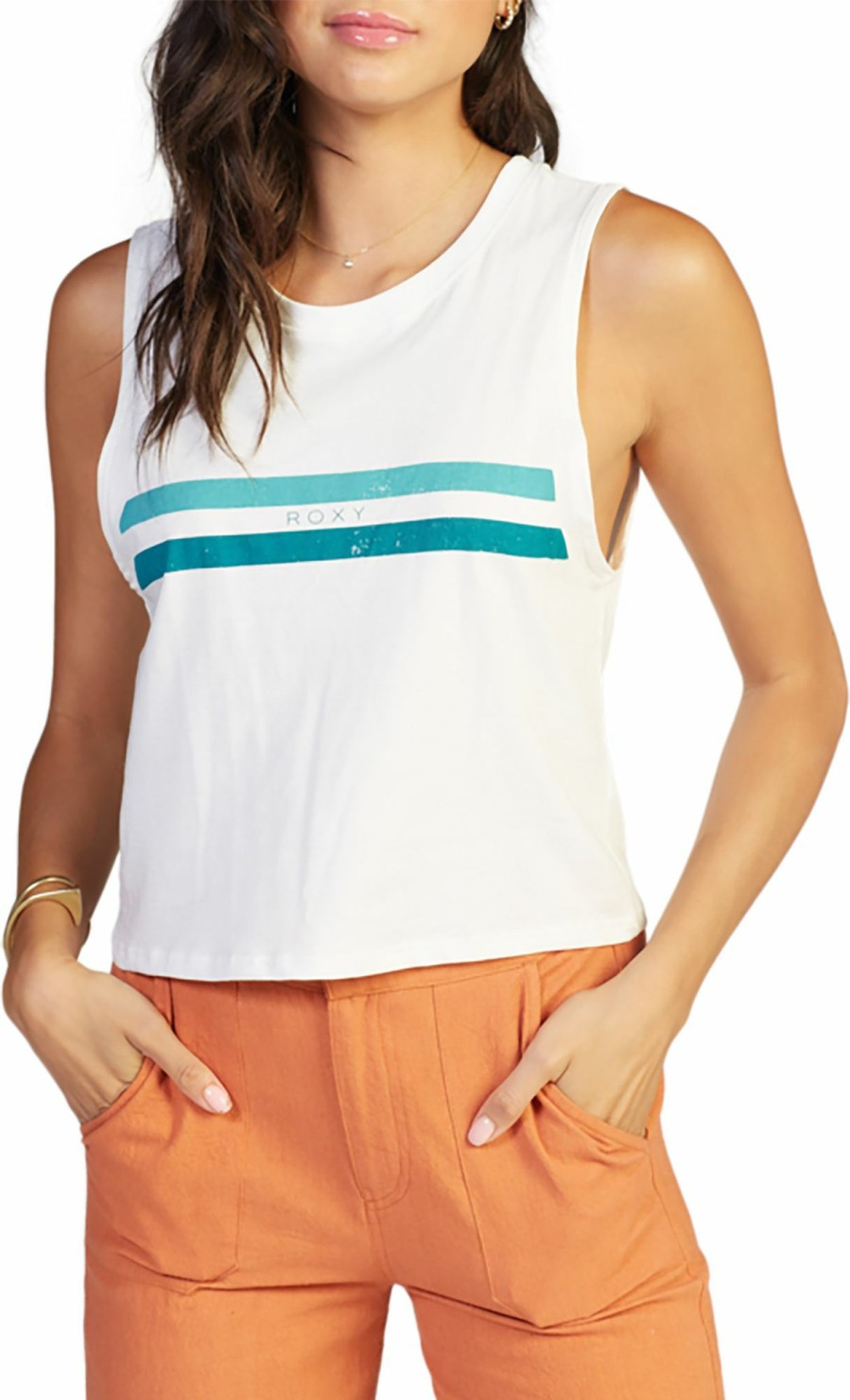 Shirts Roxy | Roxy Women'S Dia Stripe Tank For Women Snow White