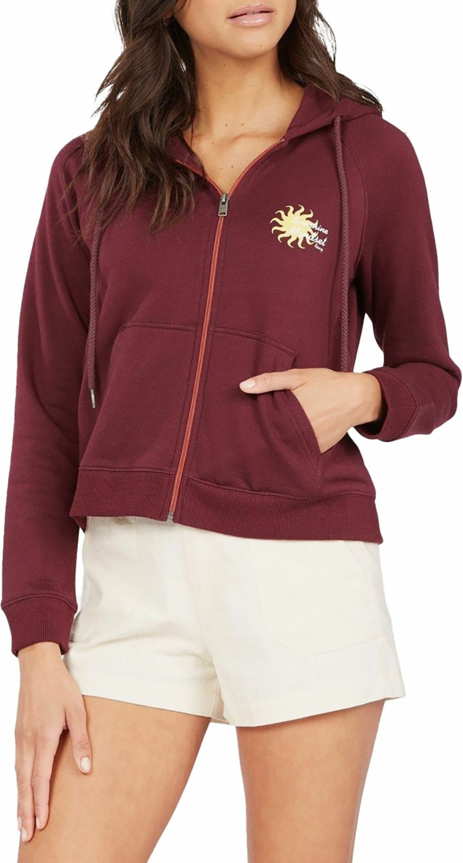 Sweatshirts Roxy | Roxy Women'S Easy Evening Full Zip Hoodie For Women Fig