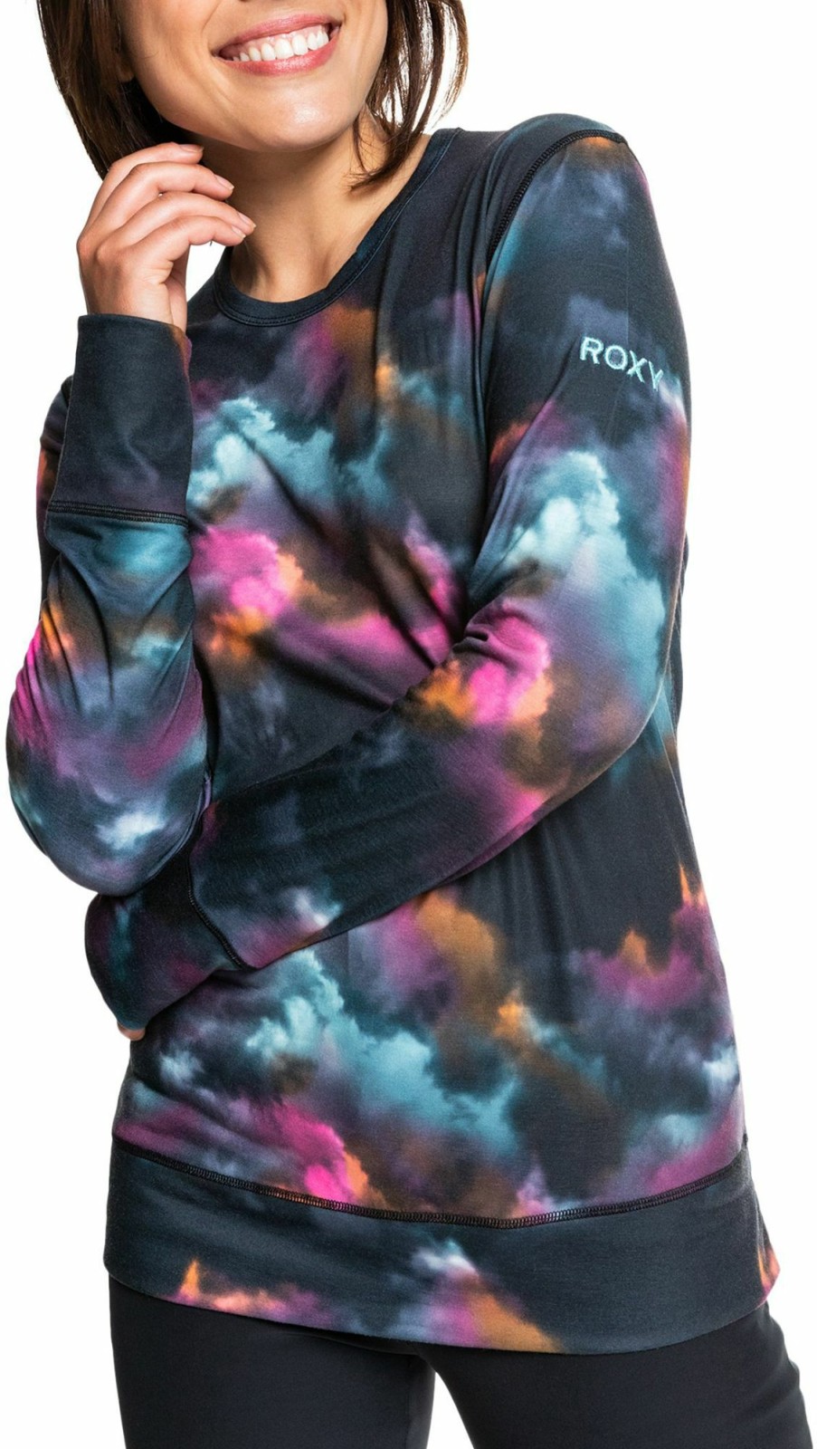 Shirts Roxy | Roxy Women'S Daybreak Technical Baselayer Long Sleeve Shirt For Women True Black Pensine