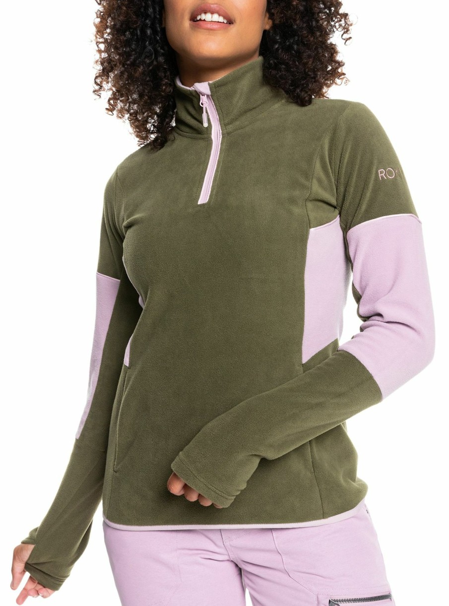 Jackets Roxy | Roxy Women'S Sayna Warmflight Fleece Jacket For Women Burnt Olive