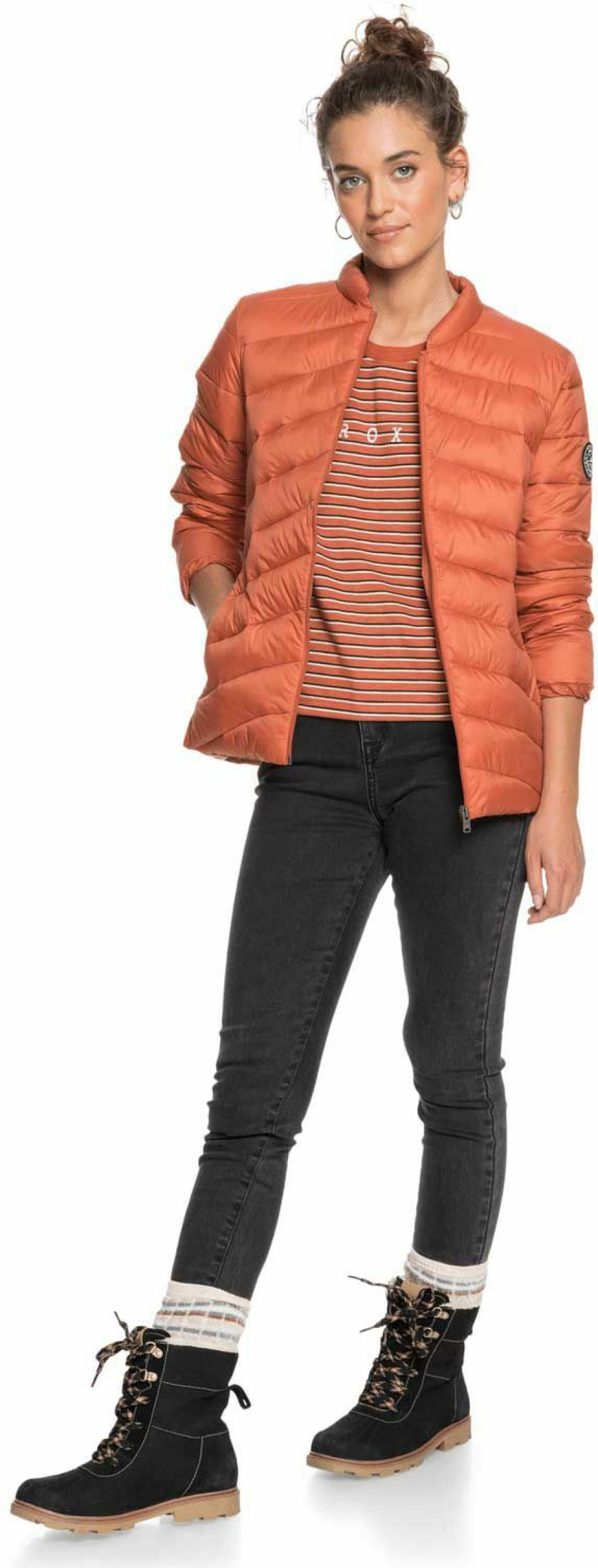 Jackets Roxy | Roxy Women'S Coast Road Padded Jacket For Women Auburn