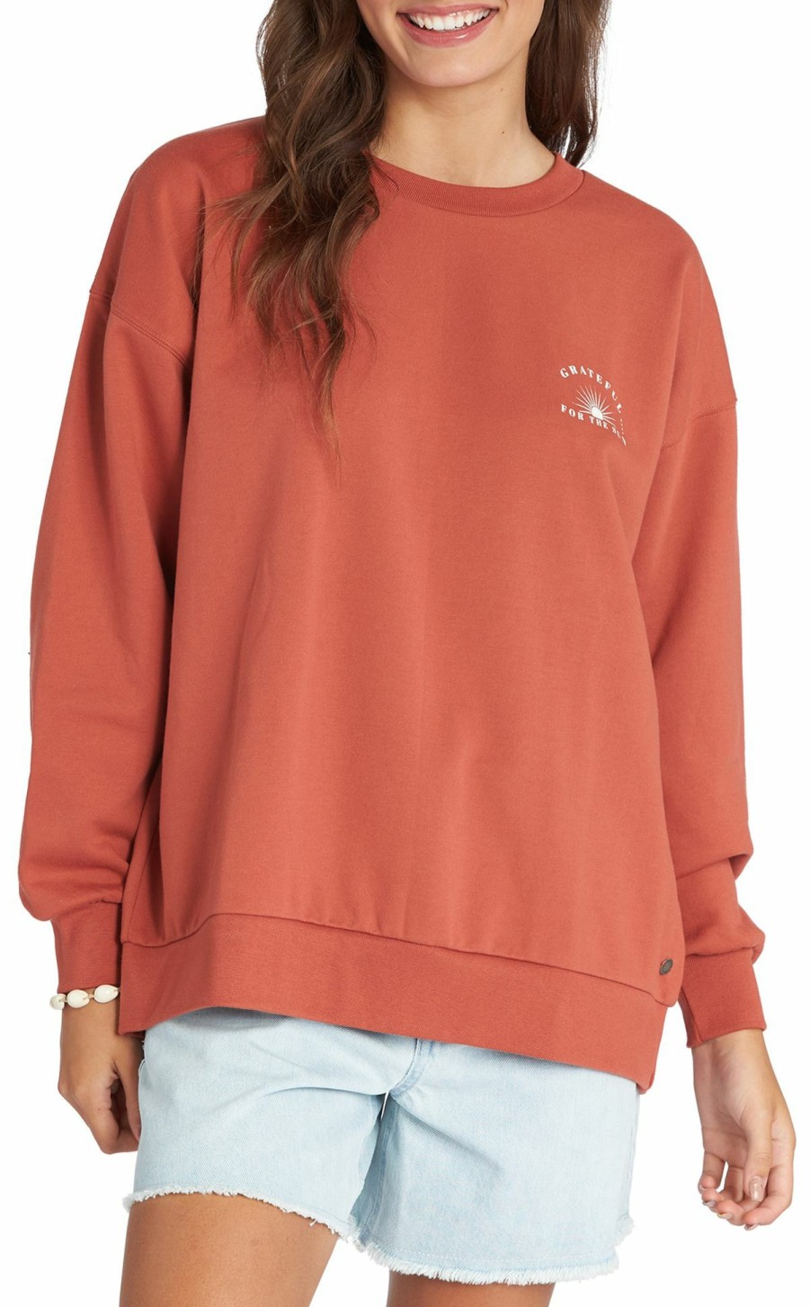 Sweatshirts Roxy | Roxy Women'S Morning Hike A Crew For Women Baked Clay