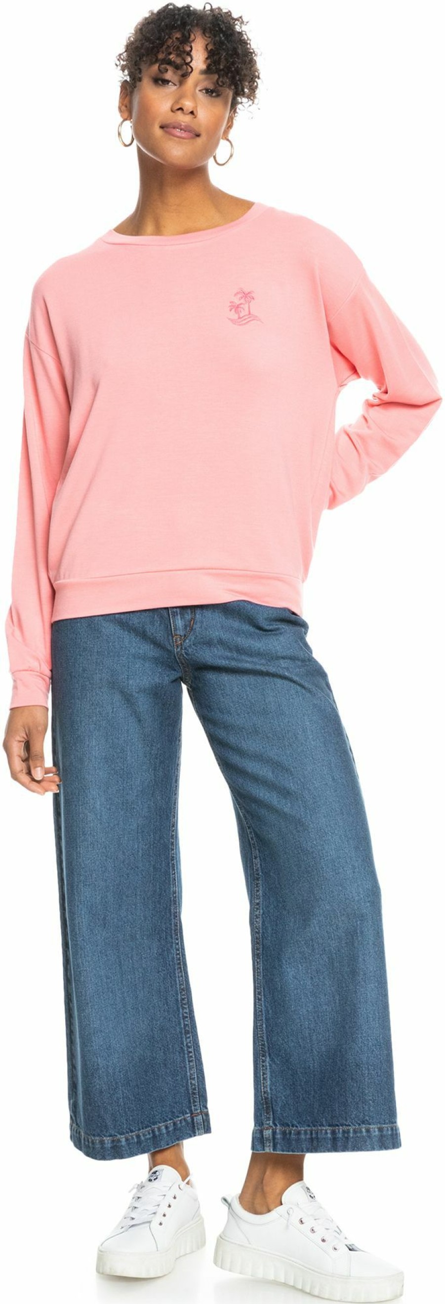 Sweatshirts Roxy | Roxy Women'S Surfing By Moonlight Sweatshirt For Women Strawberry Pink