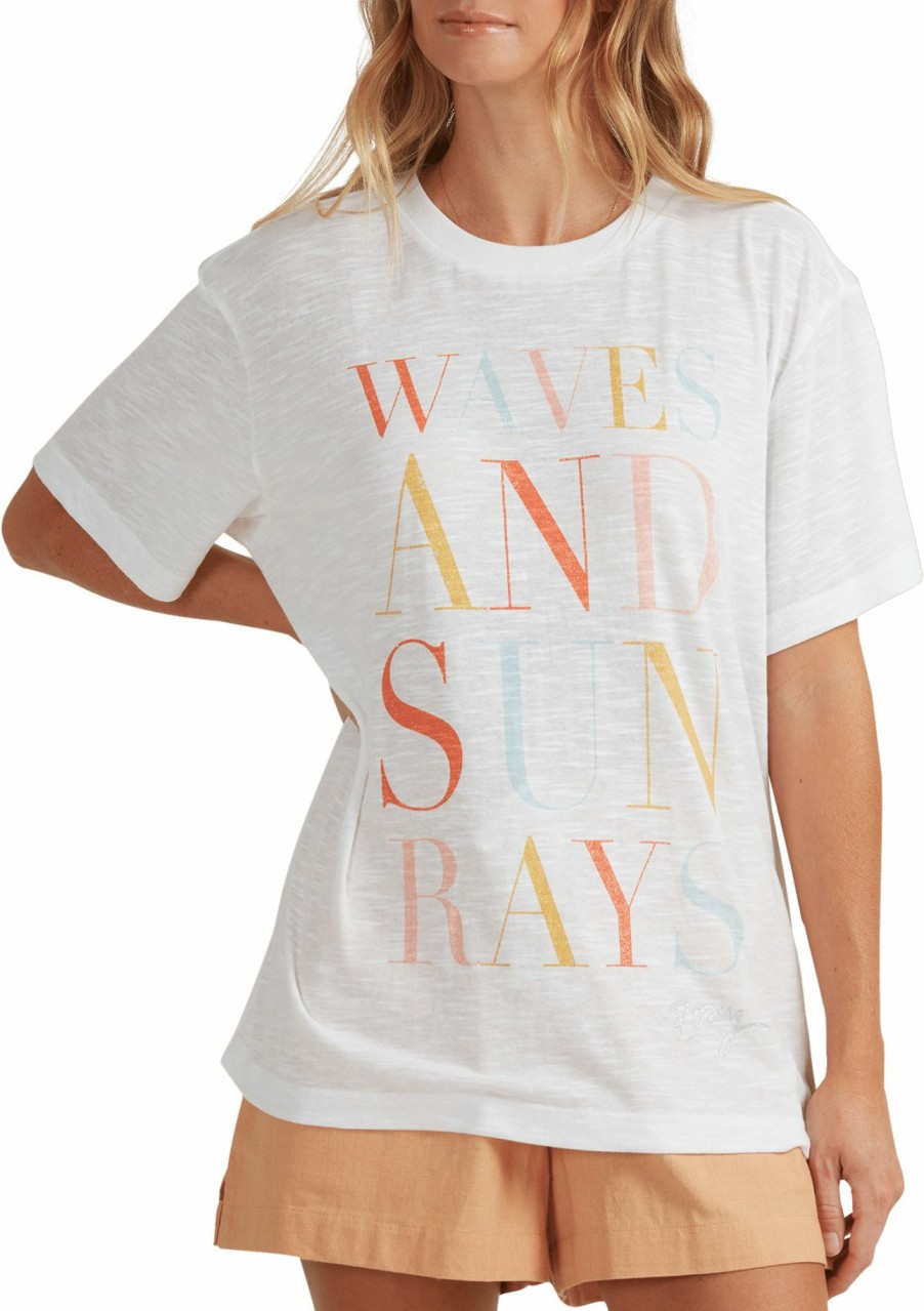 Shirts Roxy | Roxy Women'S Crystal Visions Short Sleeve T-Shirt For Women Bright White