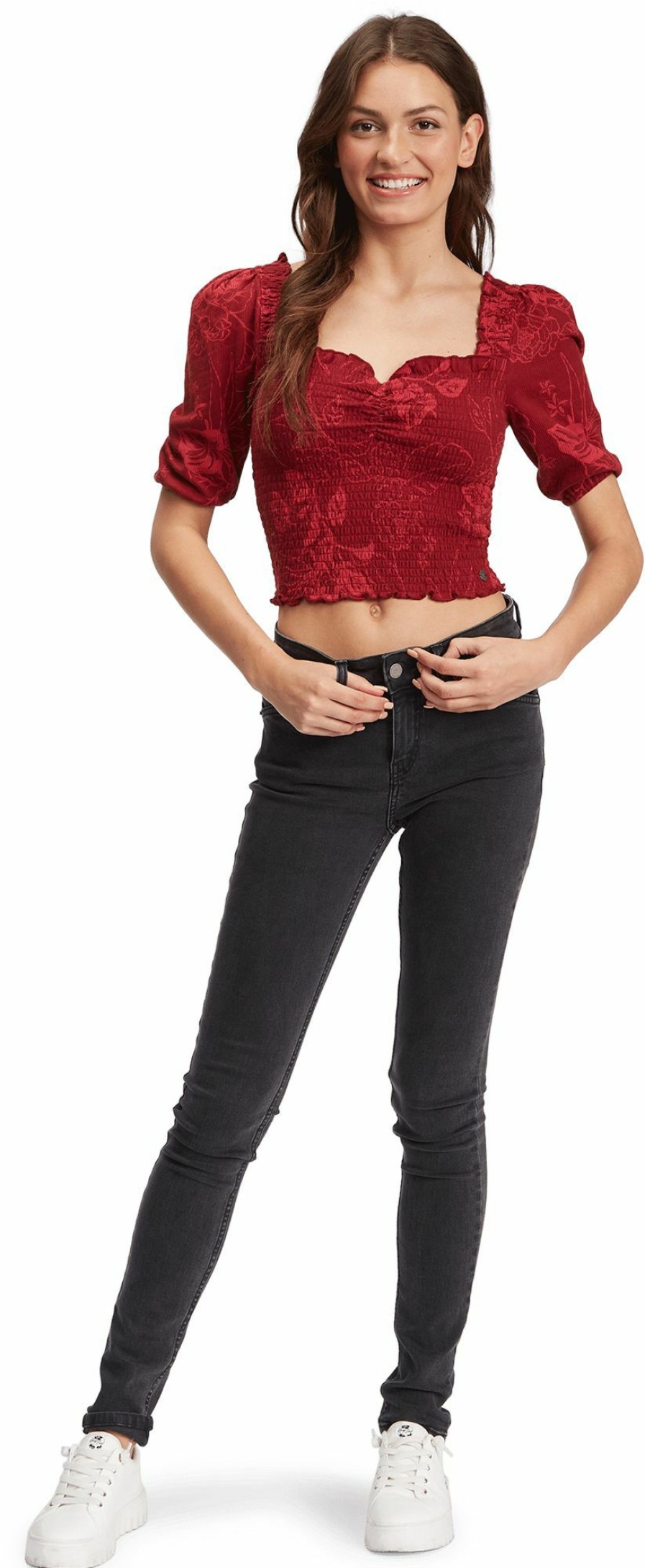 Shirts Roxy | Roxy Women'S Rolling Sunrises Top For Women Tibetan Red Heather